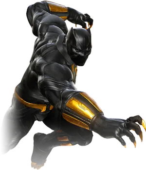 Black Pantherin Action Pose PNG image