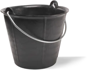 Black Plastic Bucketwith Handle PNG image