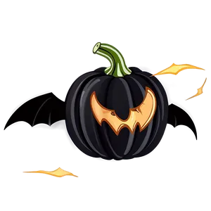 Black Pumpkin With Bats PNG 18 PNG