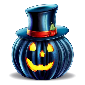 Black Pumpkin With Hat PNG Bka