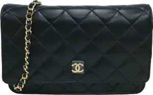Black Quilted Chain Strap Purse PNG image