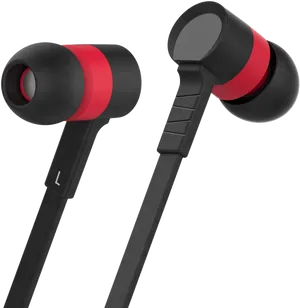 Black Red In Ear Headphones PNG