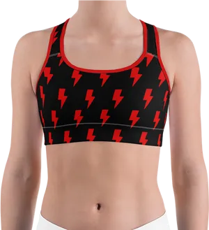 Black Red Lightning Crop Top PNG image