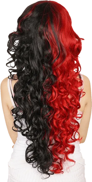 Black Red Ombre Curly Wig PNG image