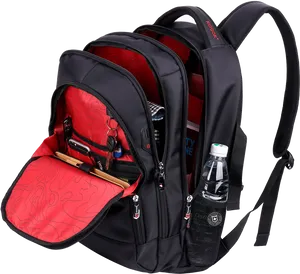 Black Red Organized Backpack PNG image