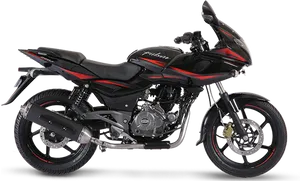 Black Red Pulsar Motorcycle PNG image