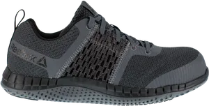 Black Reebok Running Shoe Side View PNG
