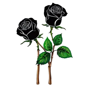 Black Roses Sketch PNG 26