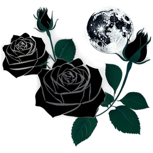 Black Roses Under Moonlight PNG 33 PNG