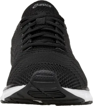 Black Running Shoe Front View PNG image