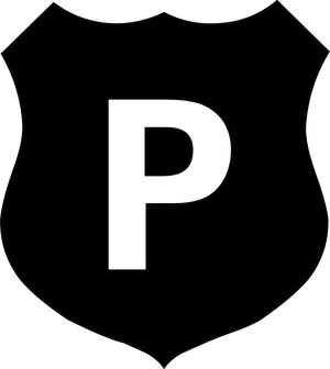 Black Shieldwith Letter P PNG image