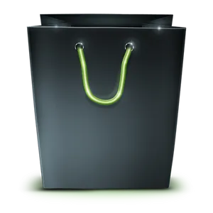 Black Shopping Bag Green Handles