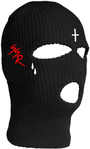 Black Ski Maskwith Red Logo PNG image