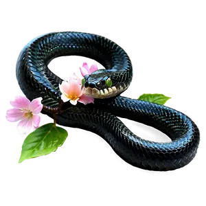Black Snake With Flowers PNG Jwn PNG