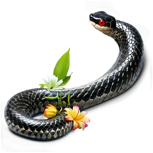 Black Snake With Flowers PNG Sxt PNG