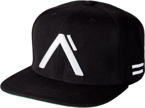 Black Snapback Hat White Logo PNG