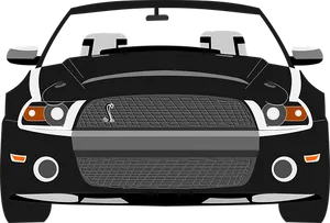 Black Sports Car Front View Vector