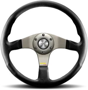 Black Sports Car Steering Wheel PNG