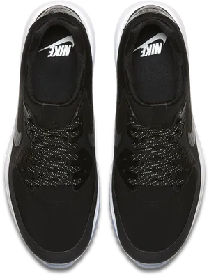 Black Sporty Sneakers Top View PNG image