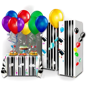 Black Stripes Party Theme PNG 49