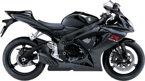 Black Suzuki Sportbike Profile View PNG image