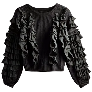 Black Sweater With Ruffles PNG Jxo14 PNG