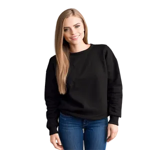 Black Sweatshirt With Asymmetrical Hem PNG 06272024