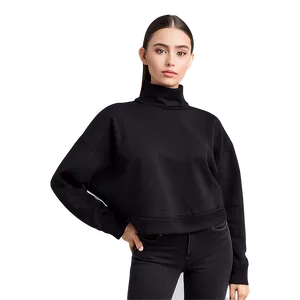 Black Sweatshirt With Asymmetrical Hem PNG Xmv PNG