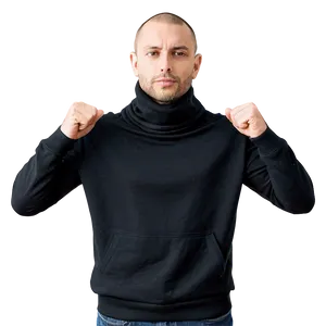 Black Sweatshirt With Cowl Neck PNG 06272024