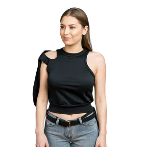 Black Sweatshirt With Cut-out Shoulders PNG 06272024 PNG
