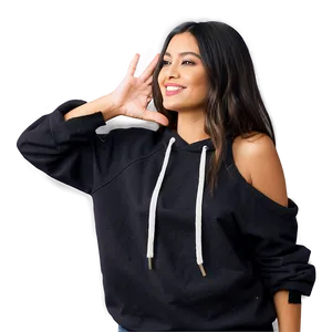 Black Sweatshirt With Cut-out Shoulders PNG 06272024 PNG