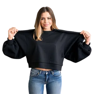 Black Sweatshirt With Pocket Detail PNG Qcv PNG