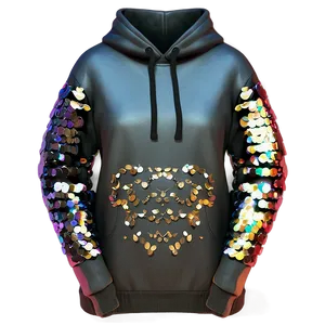Black Sweatshirt With Sequin Embellishments PNG 06272024