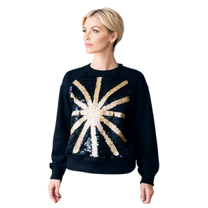 Black Sweatshirt With Sequin Embellishments PNG 8