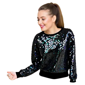 Black Sweatshirt With Sequin Embellishments PNG Edt