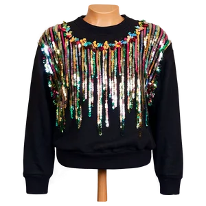Black Sweatshirt With Sequin Embellishments PNG Vih3 PNG