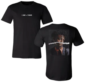 Black T Shirt I Am Greater Than I Was PNG image