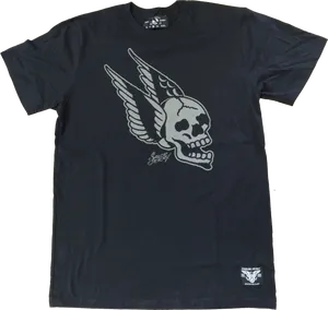 Black T Shirtwith Skulland Wings Graphic PNG image