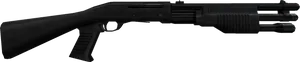 Black Tactical Shotgun Side View PNG