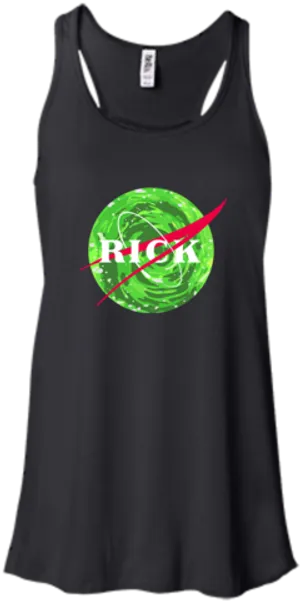 Black Tank Topwith Green Logo Graphic PNG