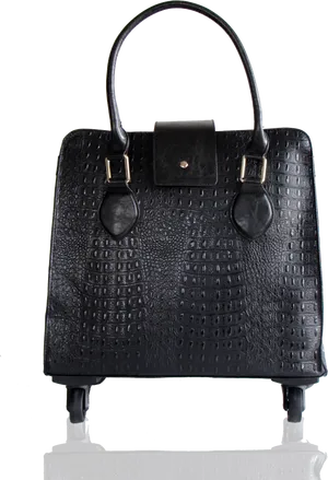 Black Textured Leather Purse Standing PNG image