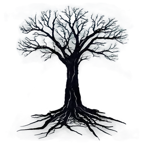 Black Tree Under Moonlight PNG 4