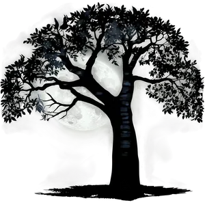 Black Tree Under Moonlight PNG Gxq