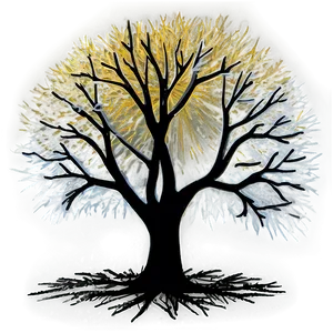 Black Tree With Sunburst PNG Lyf PNG