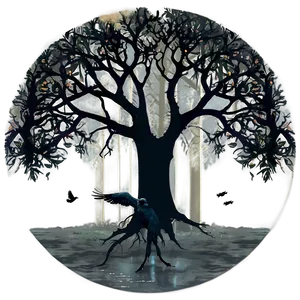 Black Trees And Ravens PNG 06292024 PNG