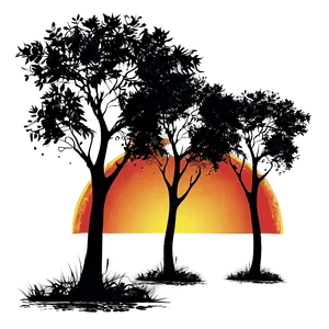 Black Trees And Sunset PNG Fvu PNG