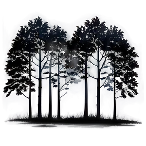 Black Trees In Fog PNG Bwd