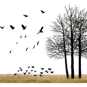 Black Trees With Birds PNG 06292024 PNG