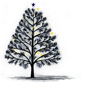 Black Trees With Stars PNG Mbp