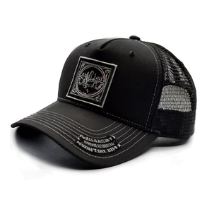 Black Trucker Hat With Patch PNG 13